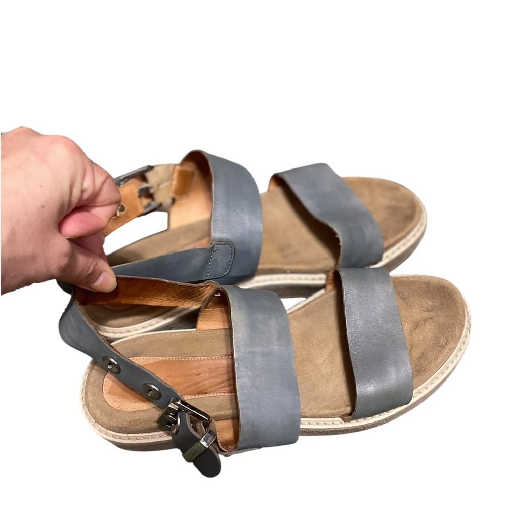 Aquatalia Ash Blue Leather Ankle Strap Wedge Sandal Women's Size 9‎ Comfortable - Picture 3 of 16